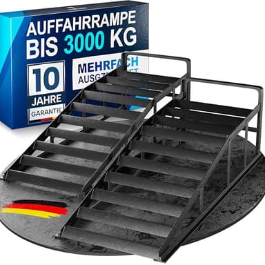 WERKTHOR Rampa de carga para coches de metal - [Set de 2] Rampas de carga para máxima sujeción [<3t] - Rampa de auto de alta capacidad para cualquier superficie - Rampas de auto 2 piezas
