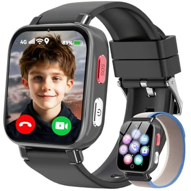 Ucani Reloj Inteligente Niño 4G, Smartwatch Niños con GPS y Teléfono, Videollamadas, SOS, Chat de Voz, Modo Escuela, Despertador, Juegos, Podómetro, Reloj Inteligente Niñas Niños 4-12 Regalo, Negro