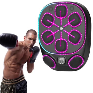 Máquina de Boxeo Musical con 6+2 áreas de golpeo, 60 cm de área, Luces LED, 9 Modos de Velocidad, música y Bluetooth, Ideal para Adultos, niños, Fitness y reducción de estrés