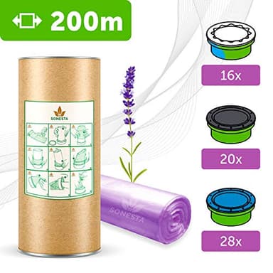 SONESTA 200m. ECO Recarga compatible Tommee Tippee TEC,Twist & Click, Simplee | 100% compatible | para Contenedor de Pañales | Fragancia lavanda Anti olor +