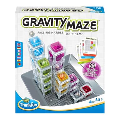 ThinkFun - Gravity Maze | Regalo Niño 8 Años | Juegos de Mesa Niños 8 Años o Más | Circuito Canicas | Marble Run Logica con 60 Desafios | Juegos Niños
