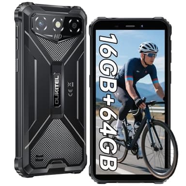OUKITEL G3 Móvil Rugerizado 2025, 16GB RAM+64GB ROM/TF 1TB Movil Irrompible, 6.0'' Telefono Movil Resistente, Batería 6300mAh, Cámara 13MP Smartphone Android 14, Dual SIM 4G/Face ID/GPS/OTG, Negro