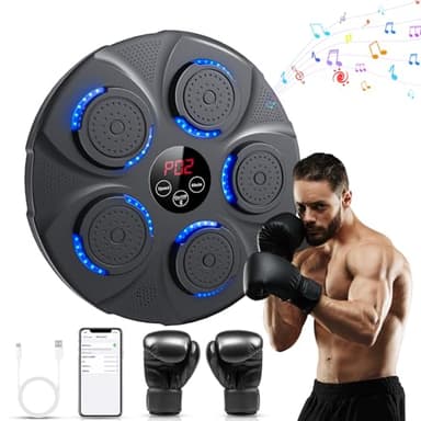 NVKHG Máquina de Boxeo Musical,Máquina de Boxeo Electrónica Bluetooth Máquina de Boxeo de Pared para Adultos y Niños, con Guantes de Boxeo, Equipo de Boxeo Ideal para Casa, Oficina, Gimnasio
