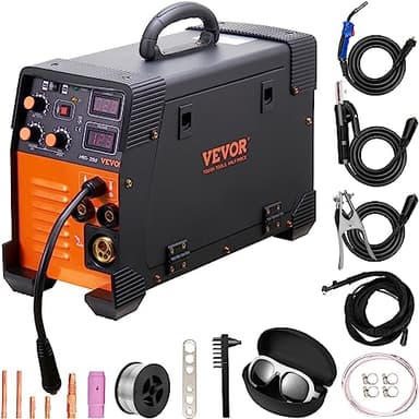 VEVOR Máquina de Soldadura 3 en 1 Soldador Inversor 50-250 A Soldadora MIG-250 MIG MMA TIG de Pantalla Digital 2,2-12 m/min Grosor del Cable de 0,6 mm, 0,8 mm, 1 mm para Soldar Aleación, Acero, Hierro