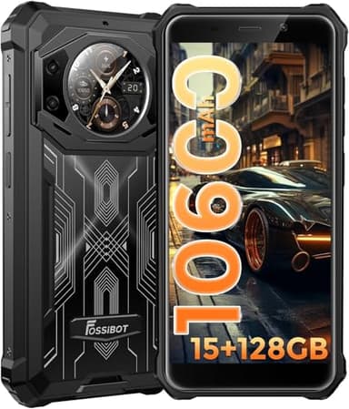 FOSSiBOT F101 Pro Smartphone Robusto 15GB+128GB Pantalla 5.45" HD+ 1.32”, Teléfono Celular Resistente 10600mAh, IP68 IP69K, Cámara de 24+8MP Android 13 Teléfono Resistente Desbloqueado Dual SIM 4G