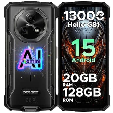 DOOGEE Fire 5 Pro Teléfono Móvil Irrompible 6,6" HD+/90Hz 13000mAh, 20GB+128GB/2TB Android 15 Movil Resistente, Cámara 16MP Smartphone/NFC/OTG/Face ID/GPS/GMS/Dual SIM 4G Móvil Rugerizado Gris, 2025
