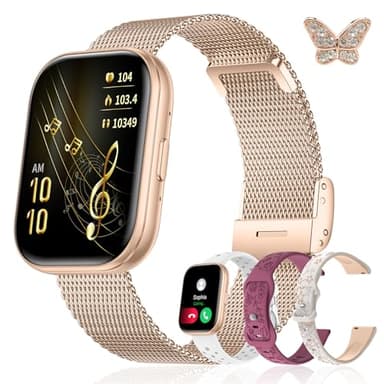 Iaret Reloj Inteligente Mujer, Regalo con 4 Correas Intercambiables y Charm, Smartwatch de 1,75", Llamadas Bluetooth, Ritmo Cardíaco SpO2 Sueño, 120+ Modos Deportivos, Compatible con Android iPhone