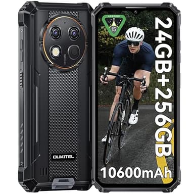 OUKITEL G1 Android 15 Móvil Rugerizado - 24GB RAM+256GB ROM(TF 1TB) Móvil Irrompible, Batería 10600mAh, 6.52'' HD+ IPS Teléfono Movil, Cámara 48MP+5MP, 95dB Altavoz, Dual 4G SIM/NFC/OTG/GPS/Face ID