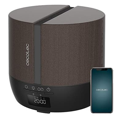 Cecotec Difusor de aromas PureAroma 550 Connected Black Woody. Capacidad 500ml, Pantalla LED, Altavoz, Control por bluetooth, App, Temporizador 12h, 3 Modos de funcionamiento, Cobertura 30m2