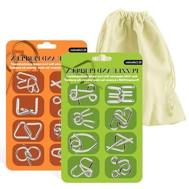 Surplex Rompecabezas Metal Set de 16, Juguetes educativos Alambre de Metal IQ Espíritu Prueba Rompecabezas Rompecabezas Mente Juego para Adultos y niños Juguetes
