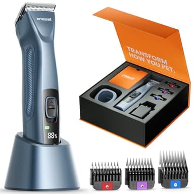oneisall Grandmaster Pro 1 Cortapelos profesiones para perros para pelo largo enmarañado, Cortapelos de aseo, Maquina de Cortar Pelo Perros, Con batería extraíble y peine de acero carbonizado