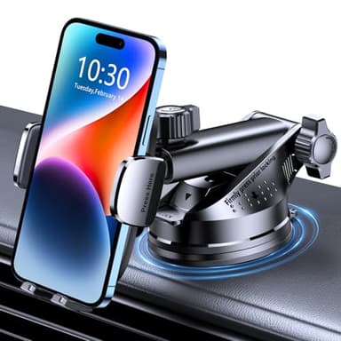 Mohard Soporte Movil Coche, [Nunca Caigas] Suporte Telemovel Carro Giratorio de 360°, Liberación con un Botón, Soporte Móvil Coche Universal Salpicadero/Parabrisas Compatible con Teléfonos de 4-7"