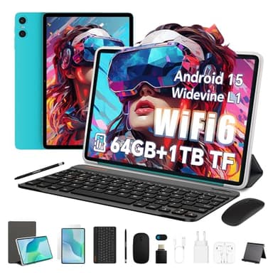 TECLAST P33 Tablet 10 Pulgadas Android 15, 64GB+3TB TF, 2GHz Octa-Core, Widevine L1/WiFi 6/Bluetooth 5.4/3.5mm Jack/Tablet Teclado+Lápiz+Funda+Auriculares, 2026
