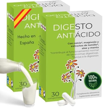 Pack 2 Digesto Antiácido 60 comprimidos Nutrición DePremium - antiacidos estomago con calcio, magneio, tomillo, aloe vera y menta para acidez y reflujo gastrico - 100% natural Hecho en España
