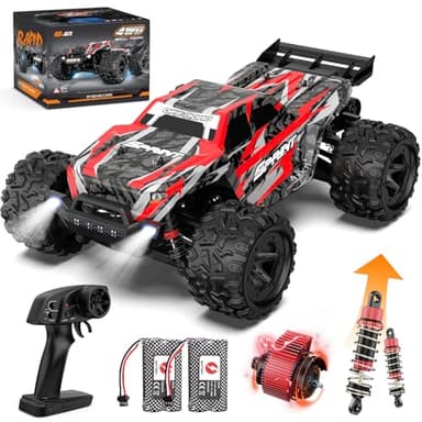 Gaeymy Coche Teledirigido Todoterreno 40 KM/H, 1:18 Coche Radiocontrol 2,4 GHz, 4x4 RC Drift Car Monster Truck con Luz LED y 2 Batería Recargable Control Remoto, Juguete Regalo para Adulto Niños Niñas