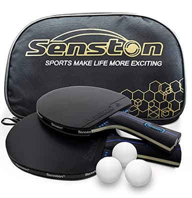Senston Profesional Raqueta de Tenis de Mesa Set de 2 Jugadores, Pelotas de Tenis de Mesa de 3 Estrellas, Paleta de Ping Pong con Estuche, Ideal para Juegos Profesionales y Recreativos