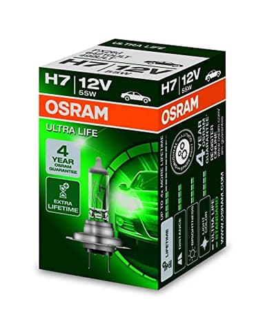 OSRAM ULTRA LIFE H7, lámpara para faros halógena, 64210ULT, automóvil de 12 V, estuche (1 unidad)