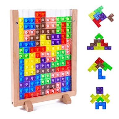 VORHOT Tetris del Juguete Acrílico, Juguetes Montessori Niños 3 4 5 6 años, 3D Transparente Cerebro Juguete Rompecabezas Inteligencia Colorido Bloques, Geométricos Juego Educativo Regalopara Niños