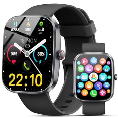 2026 Reloj Inteligente Hombre Mujer, 1.96" Smartwatch con Llamadas Bluetooth y Whatsapp Notificación, IP68 Pulsera Actividad con 100+ Modos Deportivos, Pulsómetro, Monitor de Sueño para Android iOS