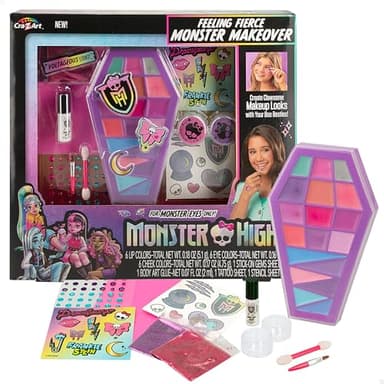 ColorBaby Monster High Set de Belleza, Incluye Paleta de Sombras de Ojos, Tatuajes, Gemas Decorativas y Brillos de Labios, Maquillaje para niñas, Cosmética Infantil, Juguetes niña +8 años (48424)