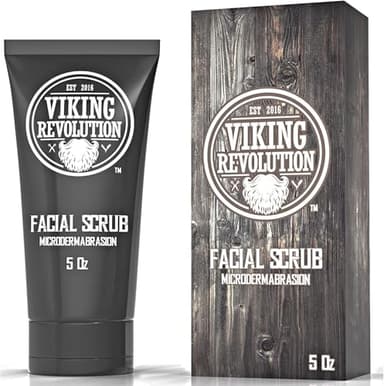 Viking Revolution Exfoliante Facial Hombre Microdermabrasion - Limpiador Facial, Limpieza Profunda, Eliminar Puntos Negros, Acné - Exfoliante Facial Masculino para Antes del Afeitado (1 Pack) 150 ml