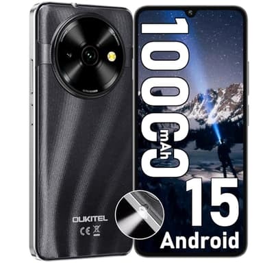 OUKITEL C59 Telefonos Moviles Libres Android 15-2025, Batería 10000mAh Smartphone 120LM, 6.88" HD+ Teléfono Móvil, 16GB(4+12) RAM+128GB ROM/TF 1TB, Cámara 13MP, 4G Dual SIM/Face ID/Fingerprint/GPS