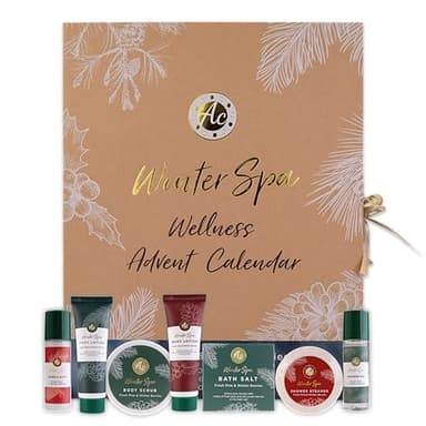 Accentra – Calendario de Adviento de belleza con 24 artículos de cuidado & relajación corporal- Calendario de Adviento para mujeres con loción corporal, sales de baño, jabón, bombas de ducha y más