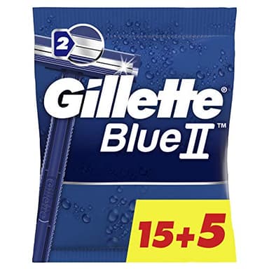 Gillette Blue II Maquinillas de Afeitar Desechables Hombre, Paquete de 20 Cuchillas de Afeitar (15+5)