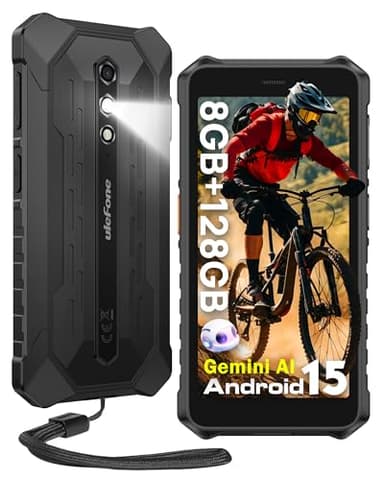 Ulefone Rugking 2 Pro Telefono Movil Irrompible Android 15, Móvil Rugerizado 8GB +128 GB/2TB TF, 5.45" Cristal Gorilla 4550mAh Batería Linterna 13MP Movil Indestructible Dual SIM/NFC/OTG/Face ID-Negro