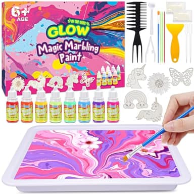 Hapikids Kit Pintura Para de 6-12 Años, Manualidades Niñas 6 7 8 9 10 11 Añas Pinturas Para Juguetes Niña 6-10 Años Cumpleaños Regalos Niñas 6-12 Pintura de Mármol de Agua Ideas
