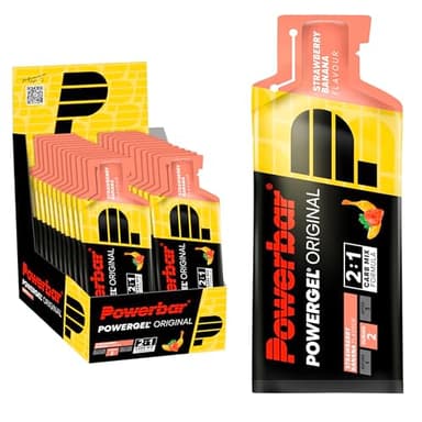 Powerbar - PowerGel Original - Strawberry-Banana - 24x41g - Gel energético alto en carbohidratos - Sodio - sin cafeína
