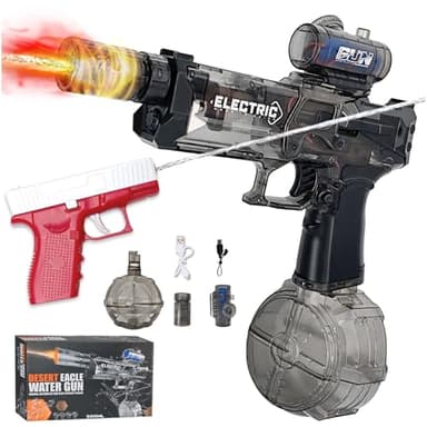 Pistola de Agua Eléctrica con luz LED,Juguetes de AGU para Adultos y Niños,Potente Water Gun Eléctricos,Alta Capacidad,Máquina de (con una Mini Pistola de Agua)