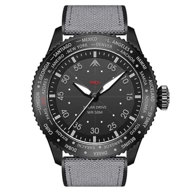 lvifloae North Edge Mach Watch Pilot Watch Pily Powered For Men 50m Visión Nocturna de cronógrafo Que Dura hasta 180 días Solar (Noir)