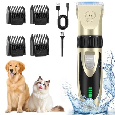 YAZEKY Maquina Cortar Pelo Perros, Bajo Nivel de Ruido Cortapelos Profesional para Perros, Cortapelos para Mascotas Impermeable Todo el Cuerpo Lavable Inalámbrico Recargable