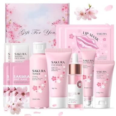 Skincare Coreano Kit, Cuidado Facial Mujer, Rutina Coreana Facial, Cuidado Facial Mujer con Limpiador, Tónico, Suero, Crema Facial, Esencia para Ojos, Reparador, Antiedad, 11 Piezas