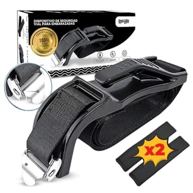 KRUGGALOO® Pack de Cinturon Embarazada Coche Homologado + 2 Almohadillas de cinturón embarazada coche | Accesorios Coche | Adaptador Cinturón | Embarazo | Cinturón embarazo | Seguridad bebe.