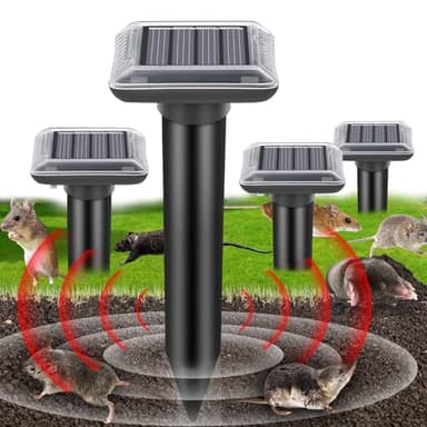 ABS Ahuyentador de Topos Solar Ahuyentador de Moles Ultrasónicos Repelente de Topos Efectivo, Solar Repelente de Ratas y Ratones Jardin (4 Piezas)