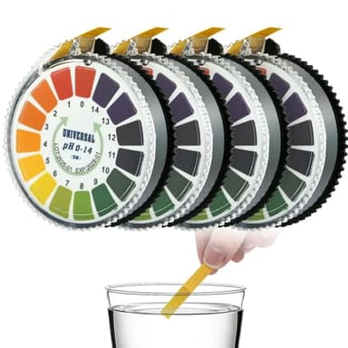 Yuio 4 Rodillos Tiras Reactivas Orina Universal, PH Papel Rango completo 0-14, PHs Papel Indicador Tornasol Papels Rollo Prueba para Agua Orina Saliva Dieta Alcalina Necesidad de Salud(16,4ft/Rollo)
