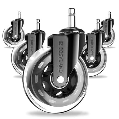 COSYLAND 5pcs Ruedas Silla Oficina - 10 mm x 22 mm Ruedas Silla Gaming (para Silla de oficina 1-KEA) - Ruedas Silla - Deslizan Suavidad y Silencio - No Rayan el Suelo - No Acumula Suciedad