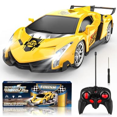 Coche Teledirigido para Niños, Escala 1/18 Coches de Carreras Alta Velocidad Juguetes Niños 3 4 5 6 7 8 9 10 Años Juego al Aire Libre Interior Drift RC Car con Luces Regalo Cumpleaños Niño Niña