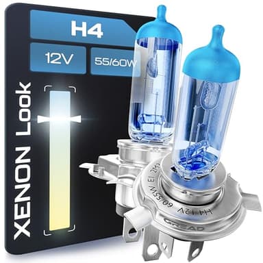 Gread - Bombillas H4 55W 12V Luces Para Faros Delanteros, Super Blanco Lámpara Halógena Auto Lámpara 8500K, larga vida Paquete de 2