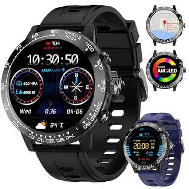 Reloj Inteligente Hombre con GPS, 1.508" AMOLED Smartwatch Hacer/Contestar Llamadas, Impermeable Reloj de Fitness 170+ Modos Deporte, Monitor Sueño/Ritmo Cardíaco/SpO2 Podómetro para iOS y Android