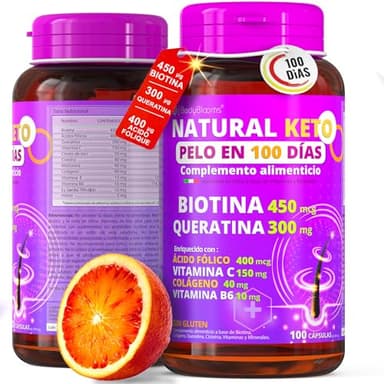 Biotina para el cabello NaturalKeto® | anticaida cabello mujer y hombre con 12 vitaminas para el cabello | caida del cabello mujer| biotina cabello piel y uñas|crecimiento cabello mujer|vitaminas pelo