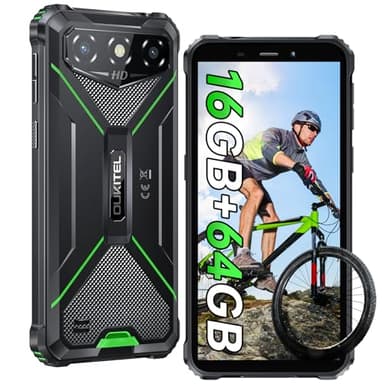 OUKITE G3 Movil Resistente 2025, 16GB RAM+64GB ROM/TF 1TB Móvil Rugerizado, Batería 6300mAh Teléfono Movil Indestructible, 6.0'' Smartphone Android 14, Cámara 13MP, Dual SIM 4G/Face ID/GPS/OTG, Verde