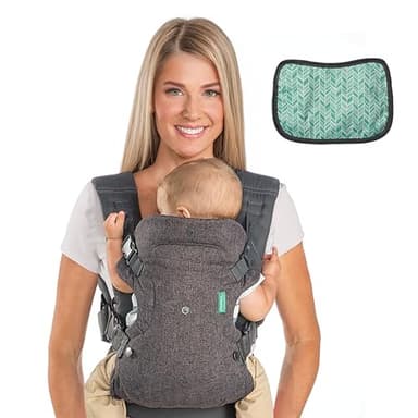 Infantino Mochila Portabebé Flip Advanced 4-en-1 con Babero, Ergonómica, Convertible, Adaptable a lo Largo de los Años, para Recién Nacidos y Bebés Mayores de 3,6-14,5 kg, Gris
