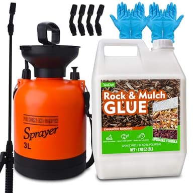 Aglutinante de Grava con Pulverizador 5L, Estabilizador de Grava Transparente Concentrado Listo para Usar, Fuerte Adherencia, Secado Rápido, Para Fijar Mantillo, Corteza, Paja Seca, Conchas y Arena