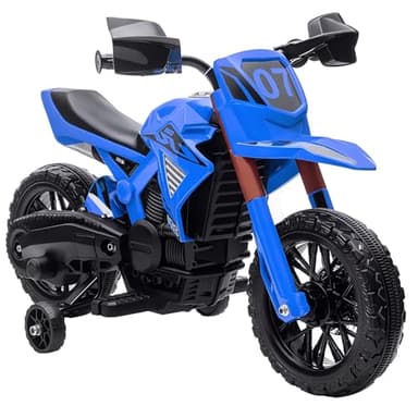 AIYAPLAY Moto Eléctrica para Niños de +3 Años Moto de Batería 12V para Niños con Ruedas de Entrenamiento Acelerador en Puño y Bocina Carga 30 kg Azul