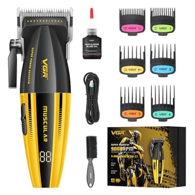 VGR 285 Fresh Fade Maquina de Cortar Pelo Hombre, 9000 RPM Cortapelos Profesional para Corte de Cabello, Máquina Cortar Pelo Hombre Inalámbrica Compacta y Ligera con Pantalla LED, Carga USB