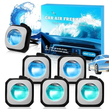 Scent-Hi Car Ambientador Coche, Brisa Marina y Coches Nuevos Clips para Ambientadores de Coche, Elimina y Previene los Malos Olores de tu Coche, Pack 6 Unidades (6 x 4 ml)