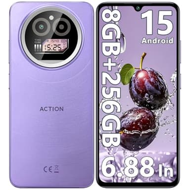 IIIF150 Action A5 Pro Telefonos Moviles Libres Android 15, 8GB(3+5) + 256GB/1TB Teléfono Móvil, 6,88" HD+ 1" Trasera, 5100mAh/10W, Cámara 16MP+5MP Móvil, 4G Dual SIM GPS/Fingerprint/OTG/3.5mm Jack